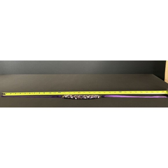 Purple Amethyst Stone & Beaded Cluster Necklace Velvet Ribbon Tie Handcrafted Go - Picture 8 of 8